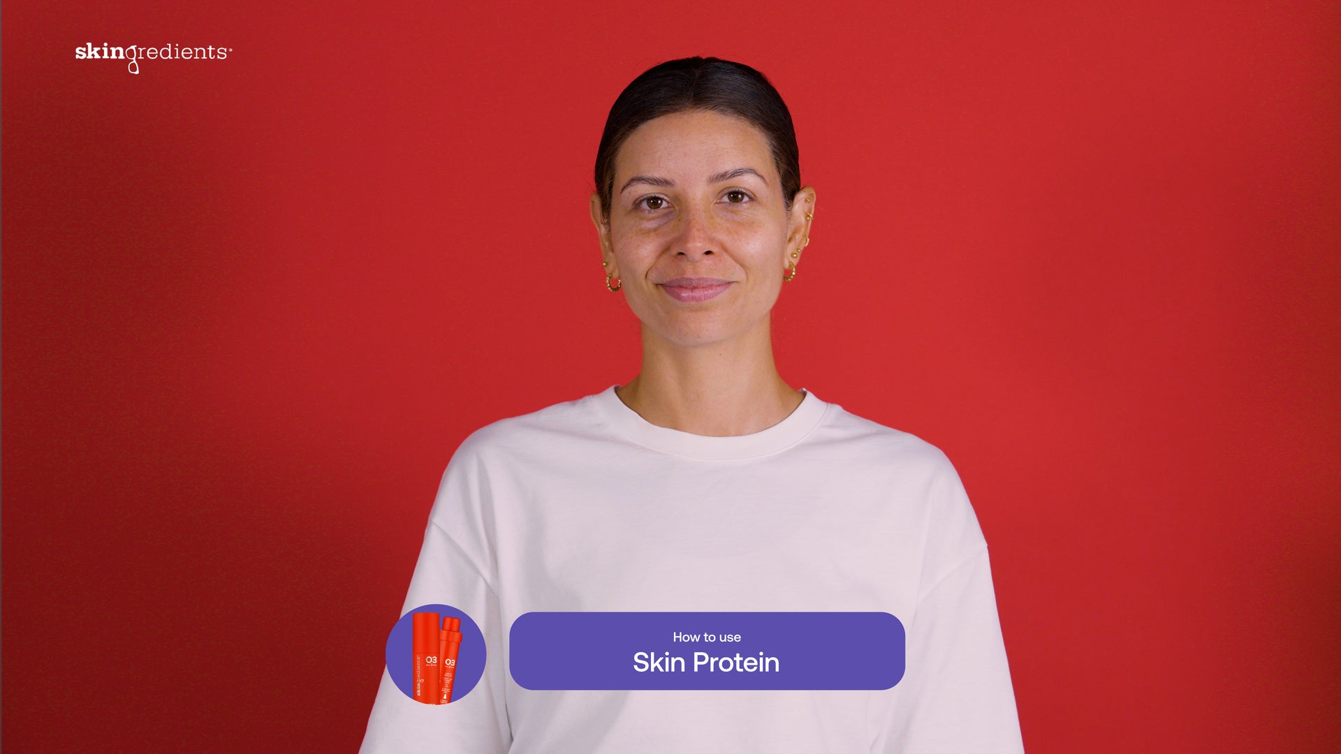 Load video: &lt;p&gt;&lt;span&gt;Skingredients® Skin Protein (45ml) is your skincare gamechanger – a lightweight, anti-ageing vitamin A, C + E serum. Like a genie (in a red bottle), Skin Protein grants 3 wishes: tighter, brighter + smoother skin. It’s a creamy, hydrating serum to be slathered on your face, eyes, neck + chest! Protein gives your body the strength it needs, and Skin Protein’s rock star ingredient, retinyl palmitate (read: the fatty form of vitamin A that’s much gentler on the skin), works to maintain strong + healthy skin. Retinyl palmitate, accompanied by beta carotene (a precursor to vitamin A), promises to speed up cell renewal + re-educate the skin for regeneration station. Our Skin Protein also contains a pro-collagen peptide to plump fine lines + wrinkles, vitamins C + E, which are powerful antioxidants that help to neutralise the ageing effects of free radical activity, and skin-soothing rooibos tea + green tea extract for added antioxidant goodness – because you can never have enough! Skin Protein is the 03® step in our KeyFour product range. Use it in the AM + PM to tackle a line-up of skin concerns, including dullness, lines and wrinkles, lax skin, dark circles, blackheads, whiteheads, lumps, bumps, large pores and excessive oiliness. Vitamin A is a skincare hero to guarantee visible results. It’s progressive enough for daily use, yet effective so you can quickly achieve noticeable results. After falling in love with 03® (aka the red one) and using every last pump, keep your primary pack and switch to buying a refill tube next time. This Primary Pack tube is your tube-for-life that’s made from resilient, ultra-durable materials. &lt;/span&gt;&lt;/p&gt;